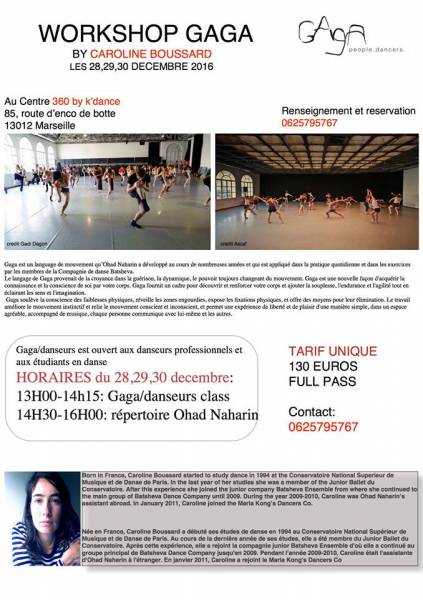 Workshop Gaga le 28,29,30 Décembre